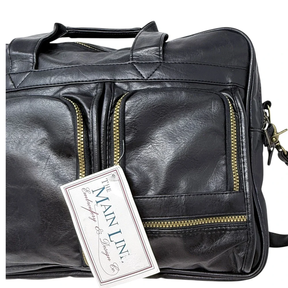 New Main Line Masters Golf Briefcase Mens Black Leather Messenger Bag 6116